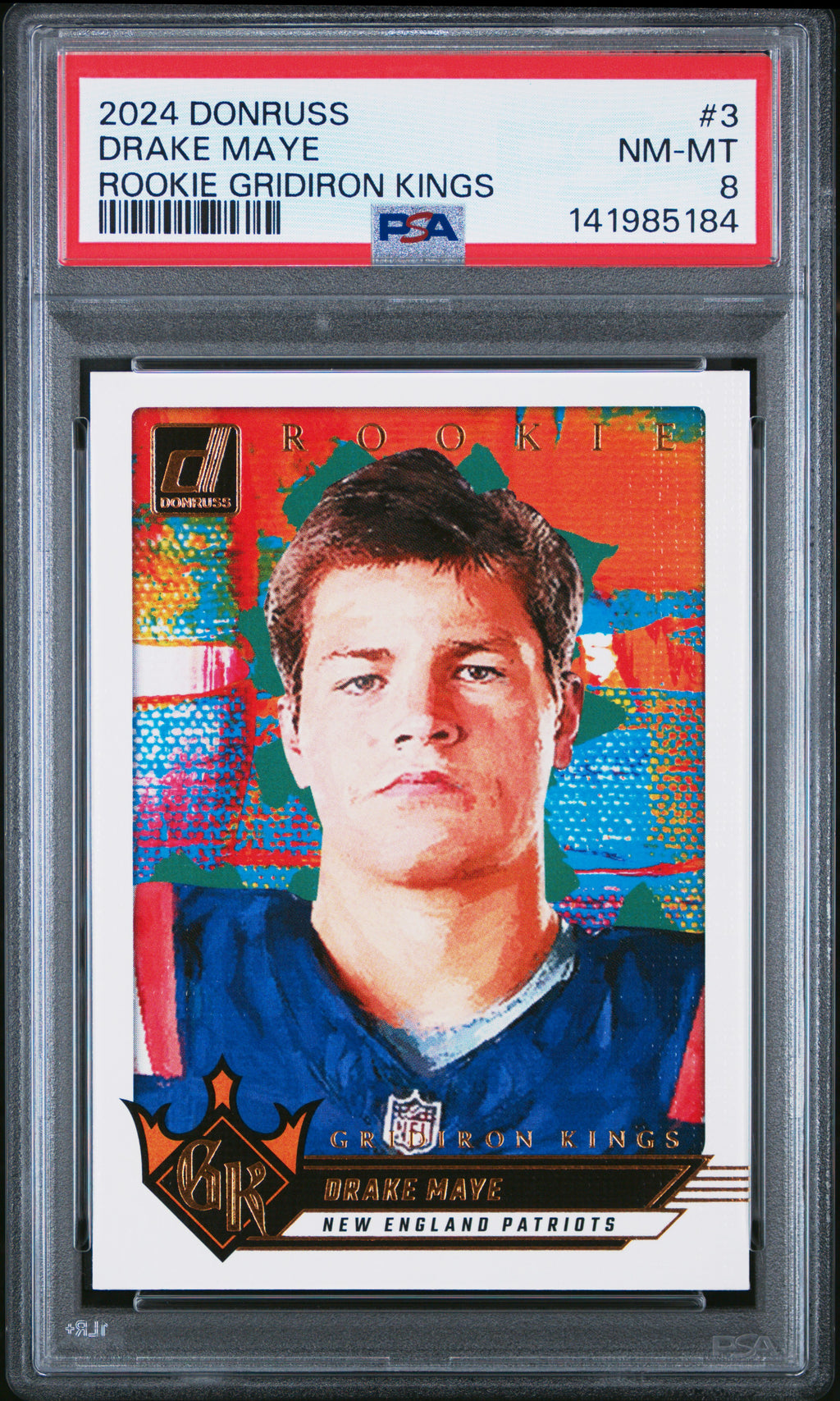 2024 Panini Donruss Rookie Gridiron Kings #3 Drake Maye PSA 8