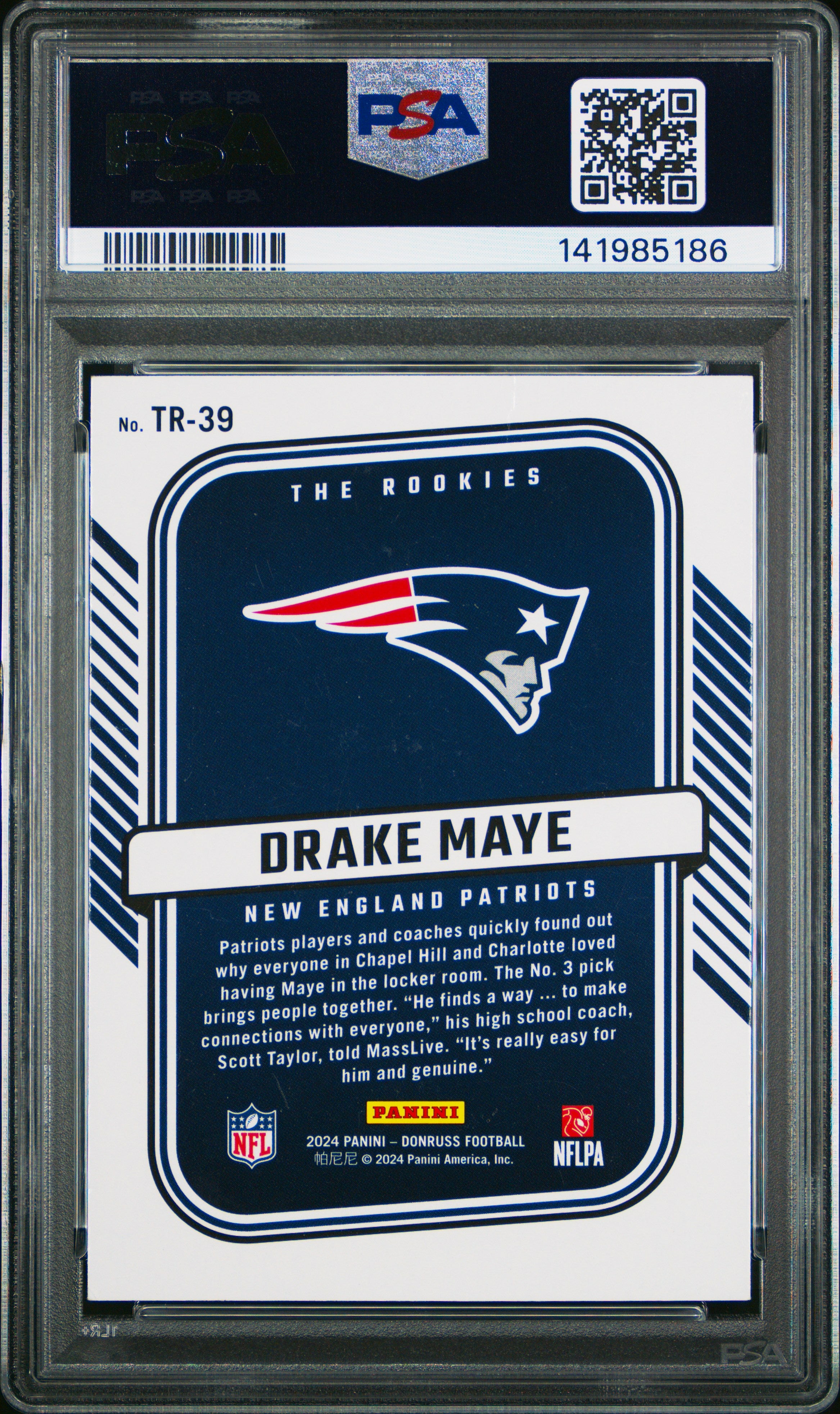 2024 Panini Donruss The Rookies #TR39 Drake Maye PSA 4