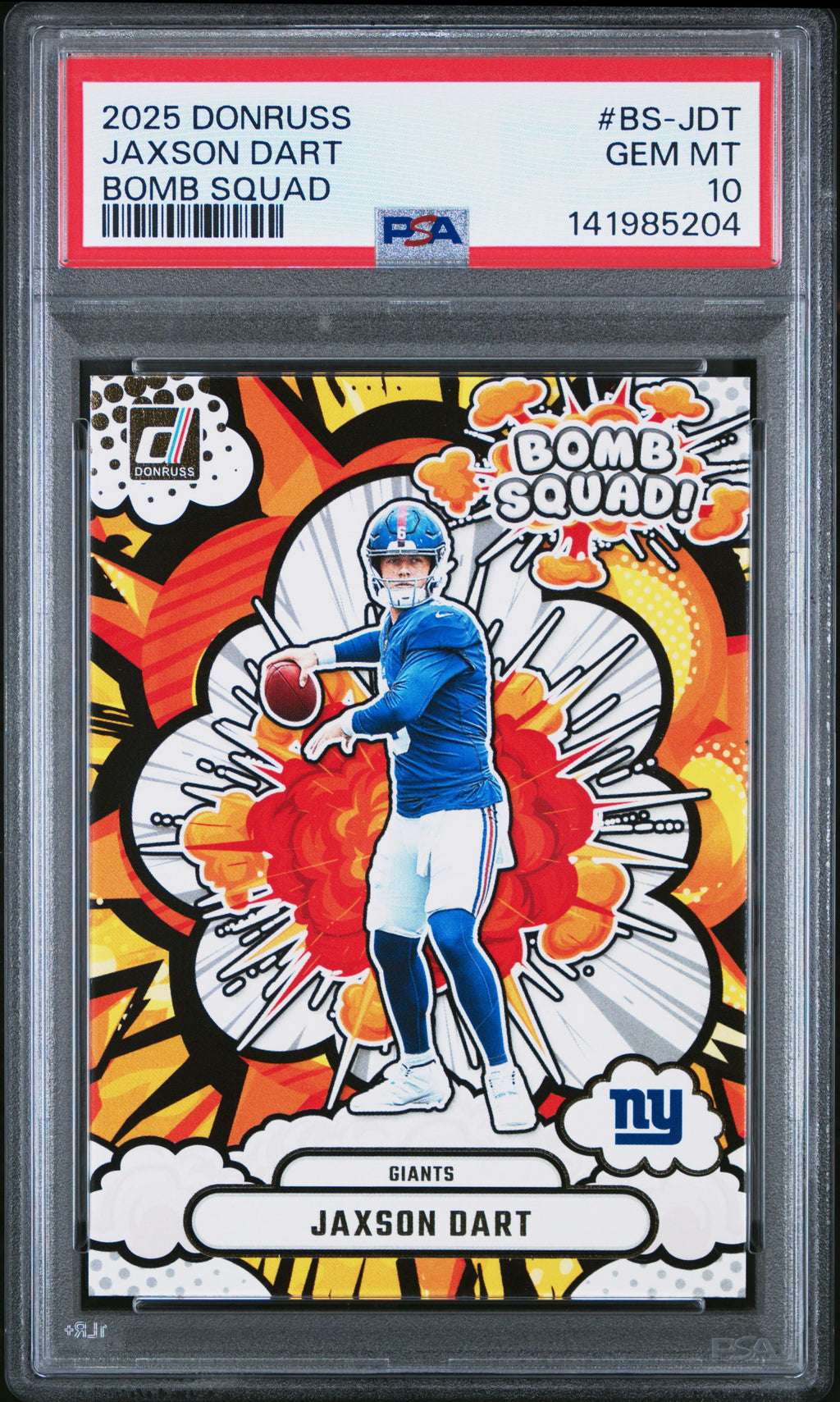 2025 Panini Donruss Bomb Squad #BS-JDT Jaxson Dart PSA 10