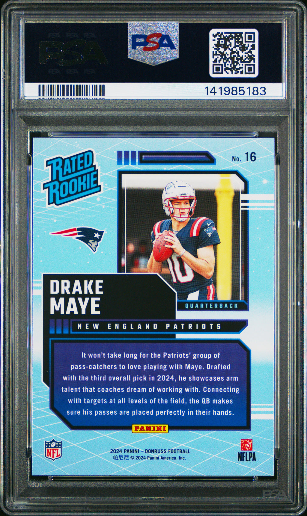 2024 Panini Donruss Rated Rookies Retro #16 Drake Maye PSA 10