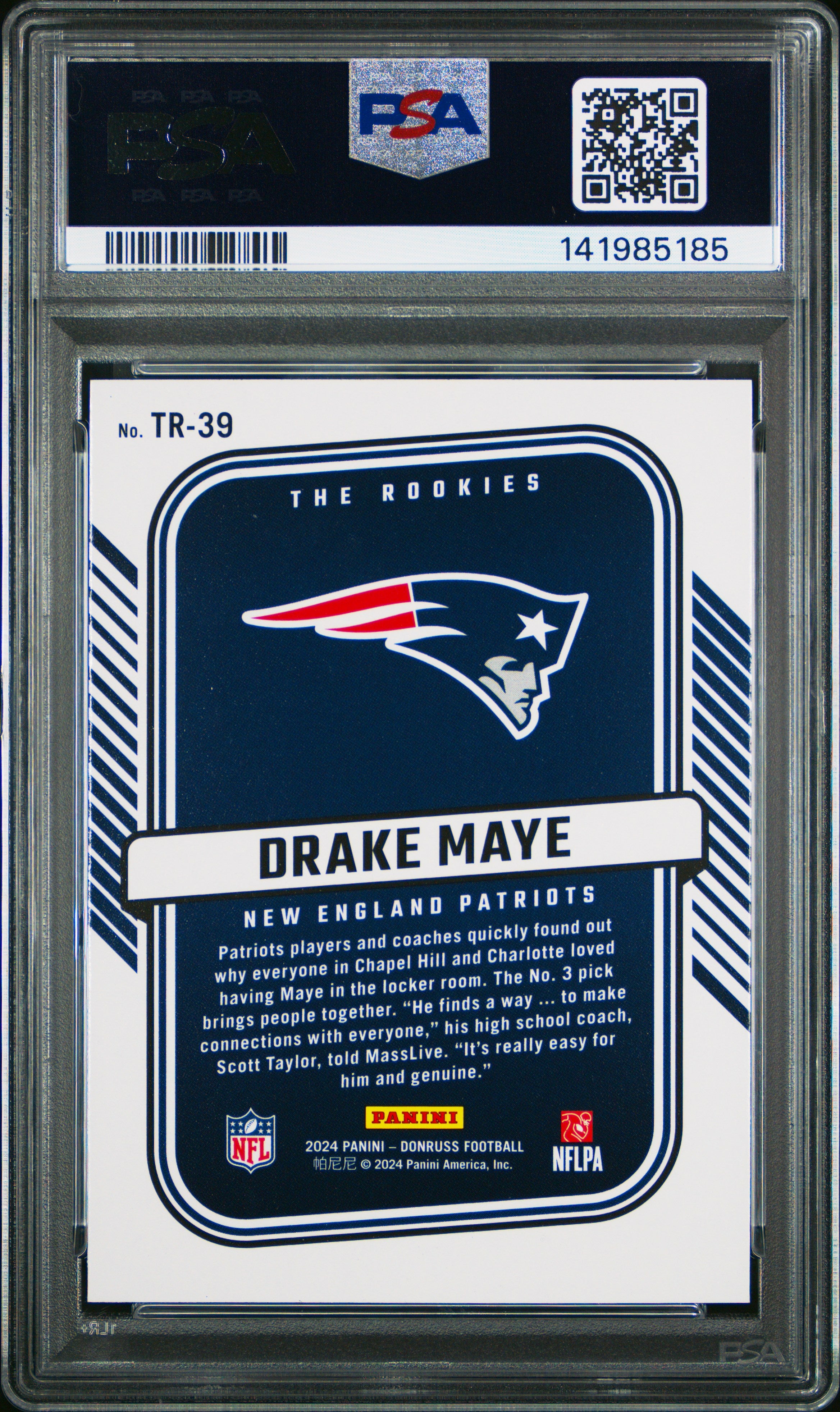 2024 Panini Donruss The Rookies #TR39 Drake Maye PSA 10