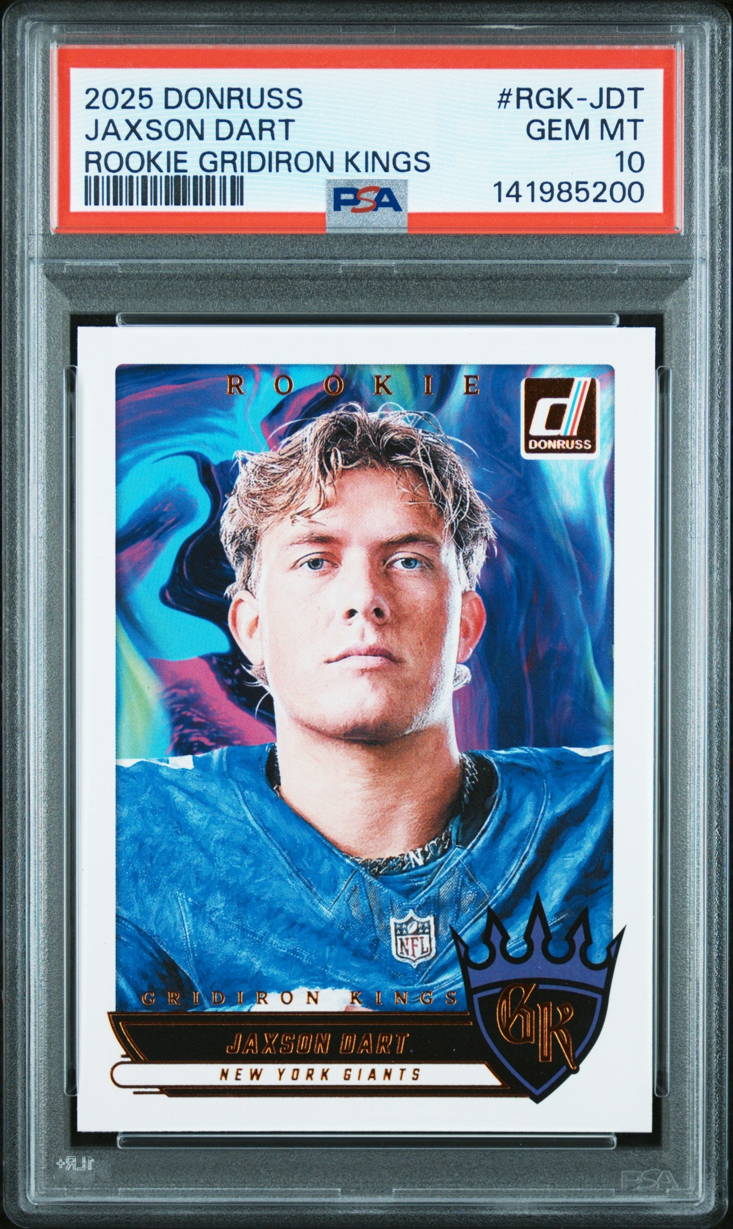 2025 Panini Donruss Rookie Gridiron Kings #RGK-JDT Jaxson Dart PSA 10