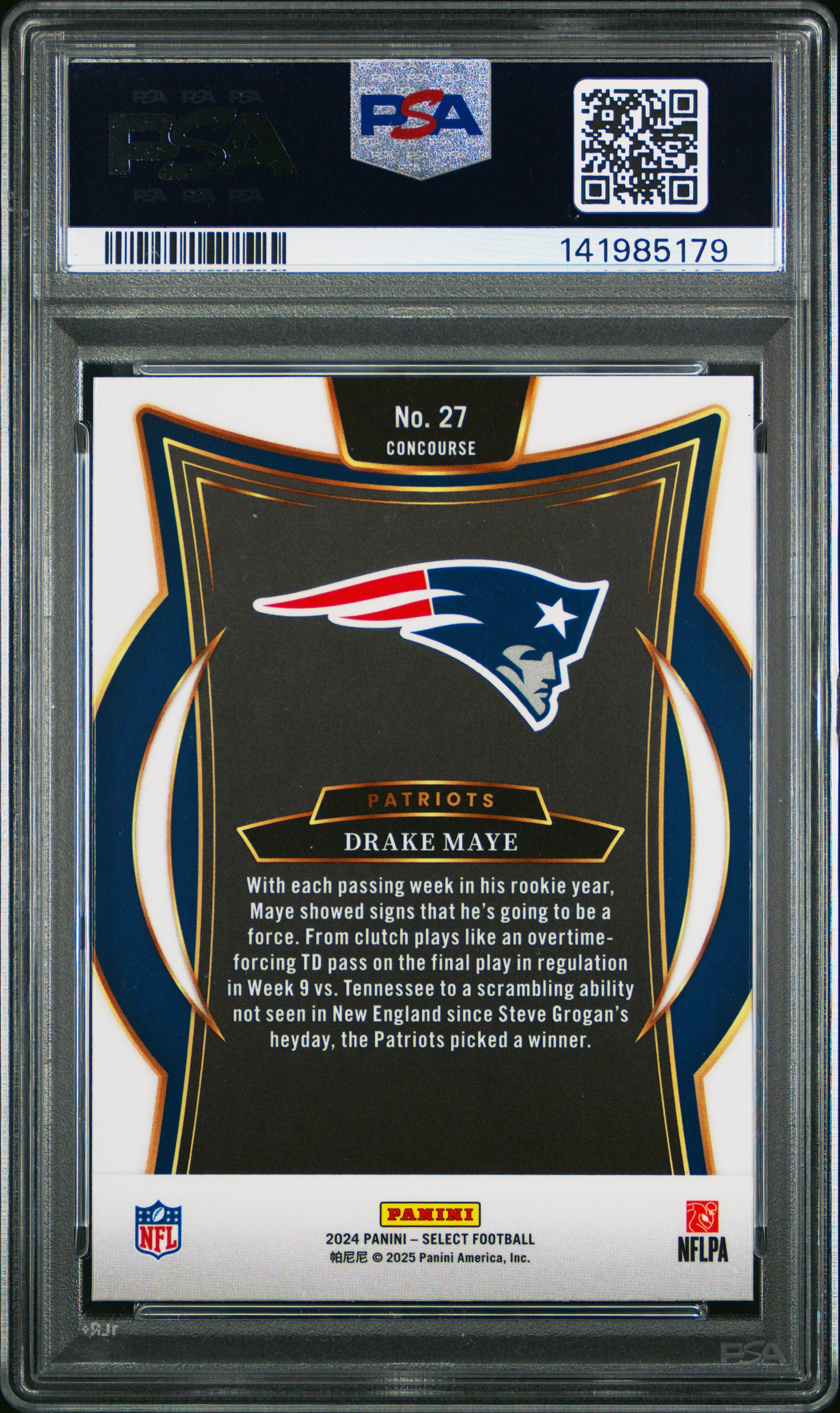 2024 Panini Select #27 Drake Maye PSA 9