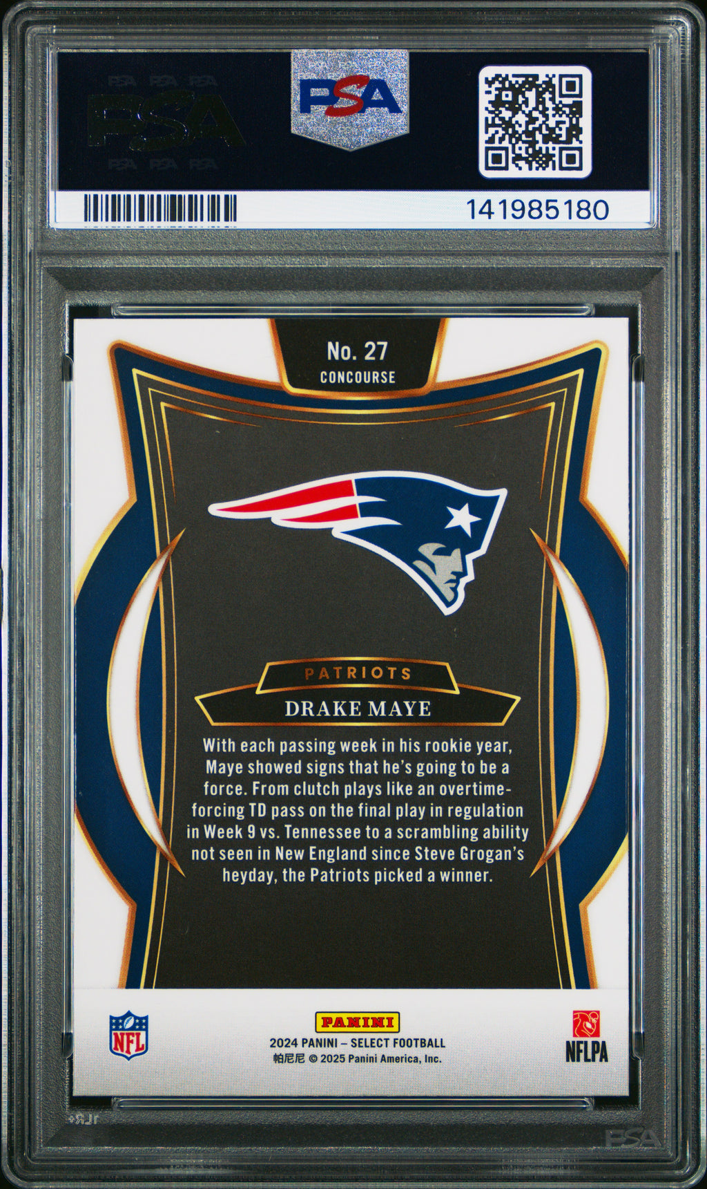 2024 Panini Select #27 Drake Maye PSA 9