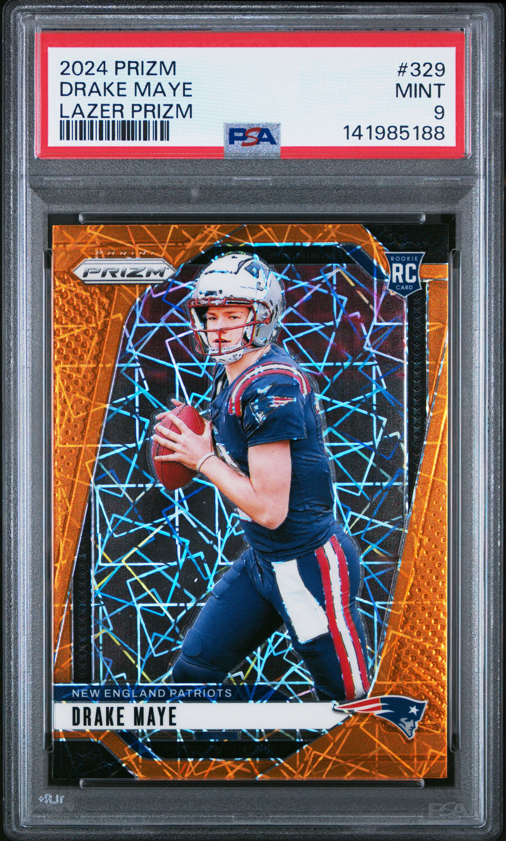 2024 Panini Prizm #329 Drake Maye Lazer Prizm PSA 9
