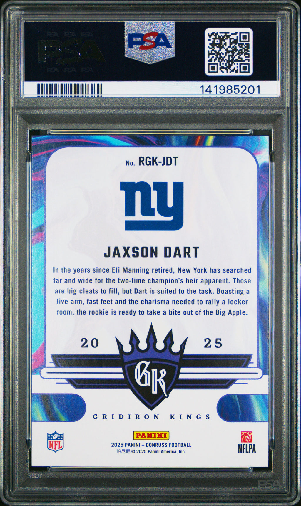 2025 Panini Donruss Rookie Gridiron Kings #RGK-JDT Jaxson Dart PSA 9