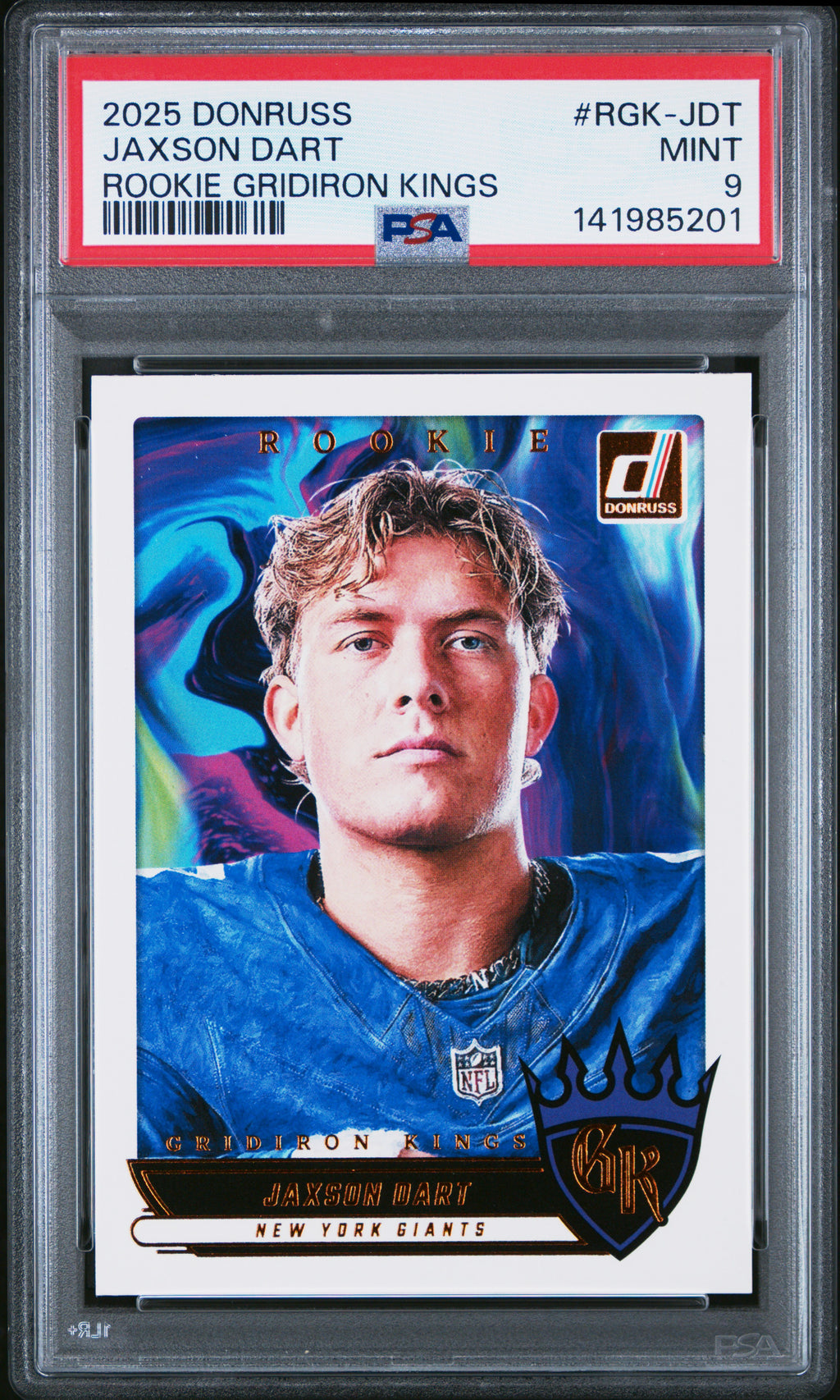 2025 Panini Donruss Rookie Gridiron Kings #RGK-JDT Jaxson Dart PSA 9