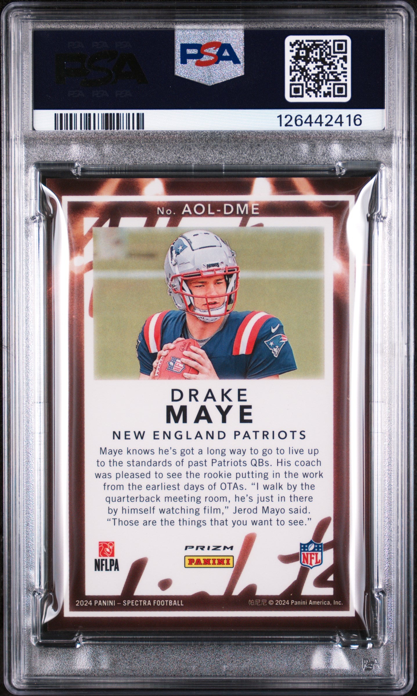 2024 Panini Spectra All Of The Lights #AOLDME Drake Maye PSA 10