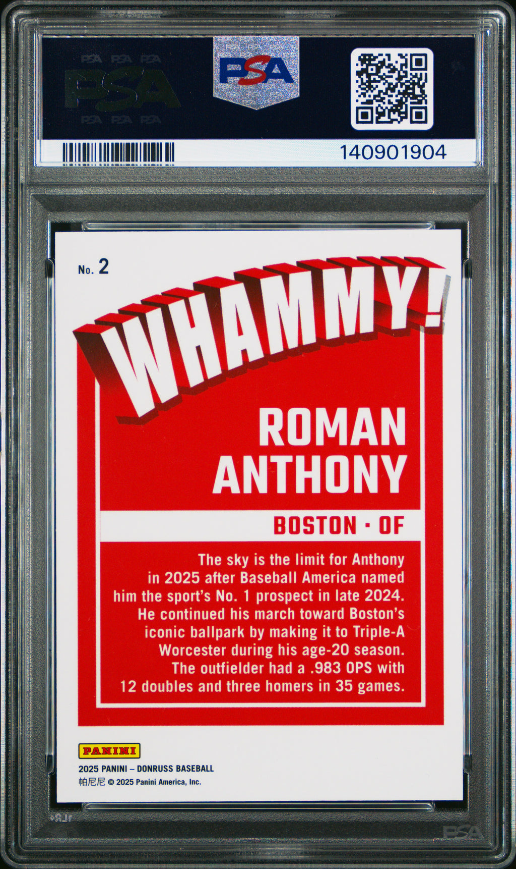 2025 Panini Donruss Whammy! #2 Roman Anthony Whammy! PSA 10