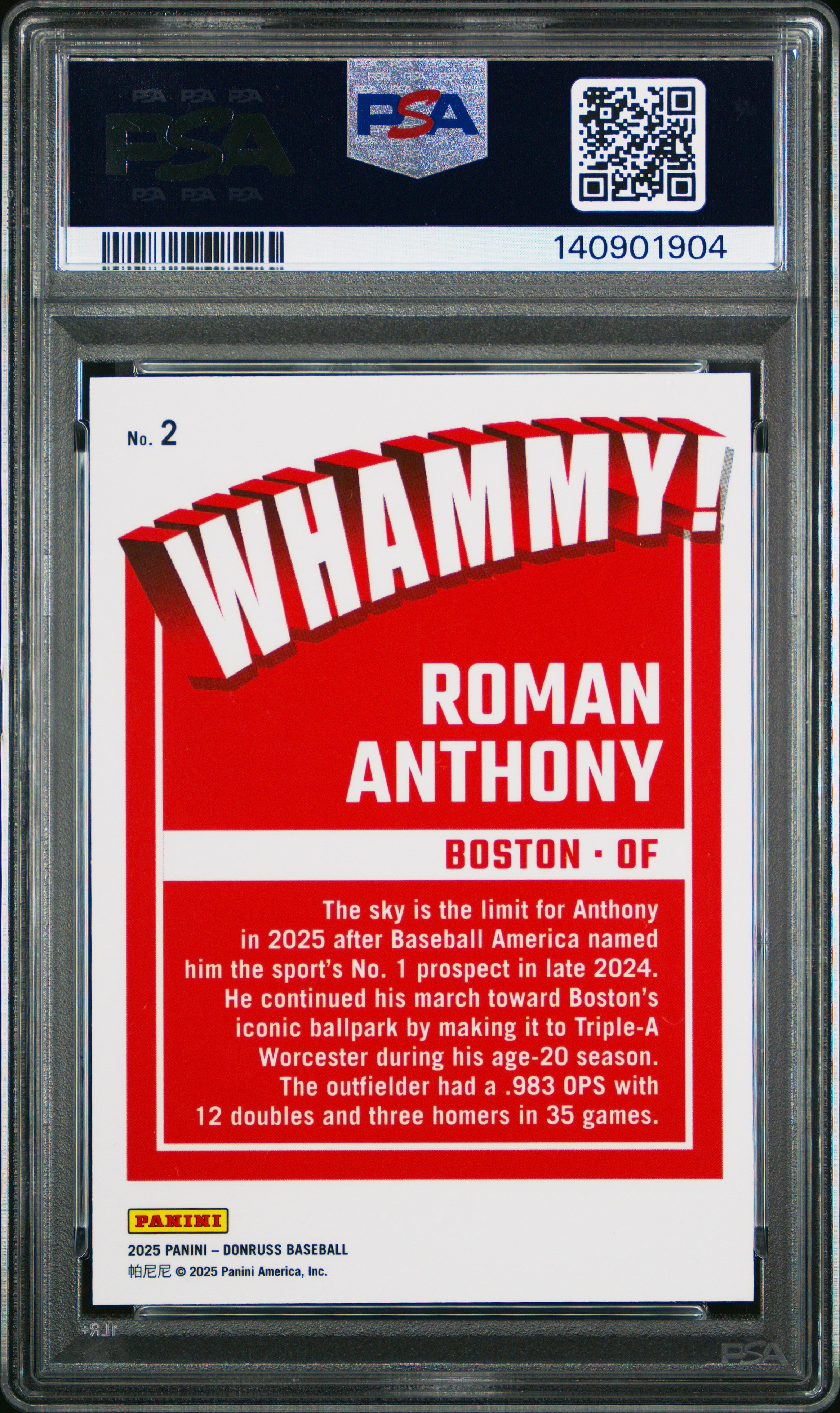 2025 Panini Donruss Whammy! #2 Roman Anthony Whammy! PSA 10