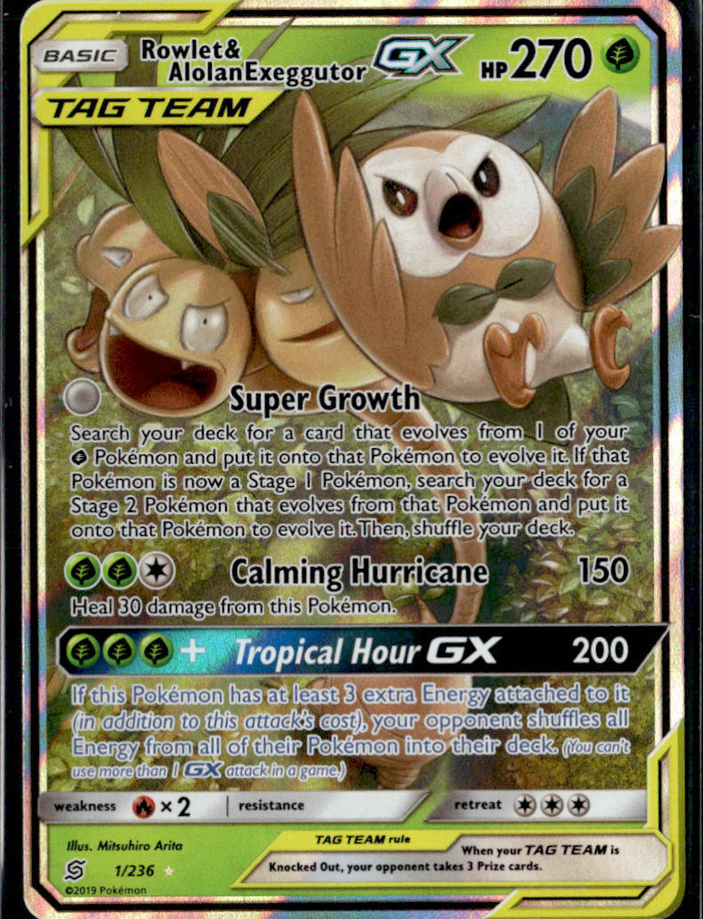 SM - Unified Minds #1/236 Rowlet & Alolan Exeggutor GX