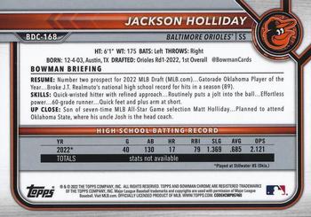 2022 Bowman Draft Sapphire Edition #BDC-168 Jackson Holliday