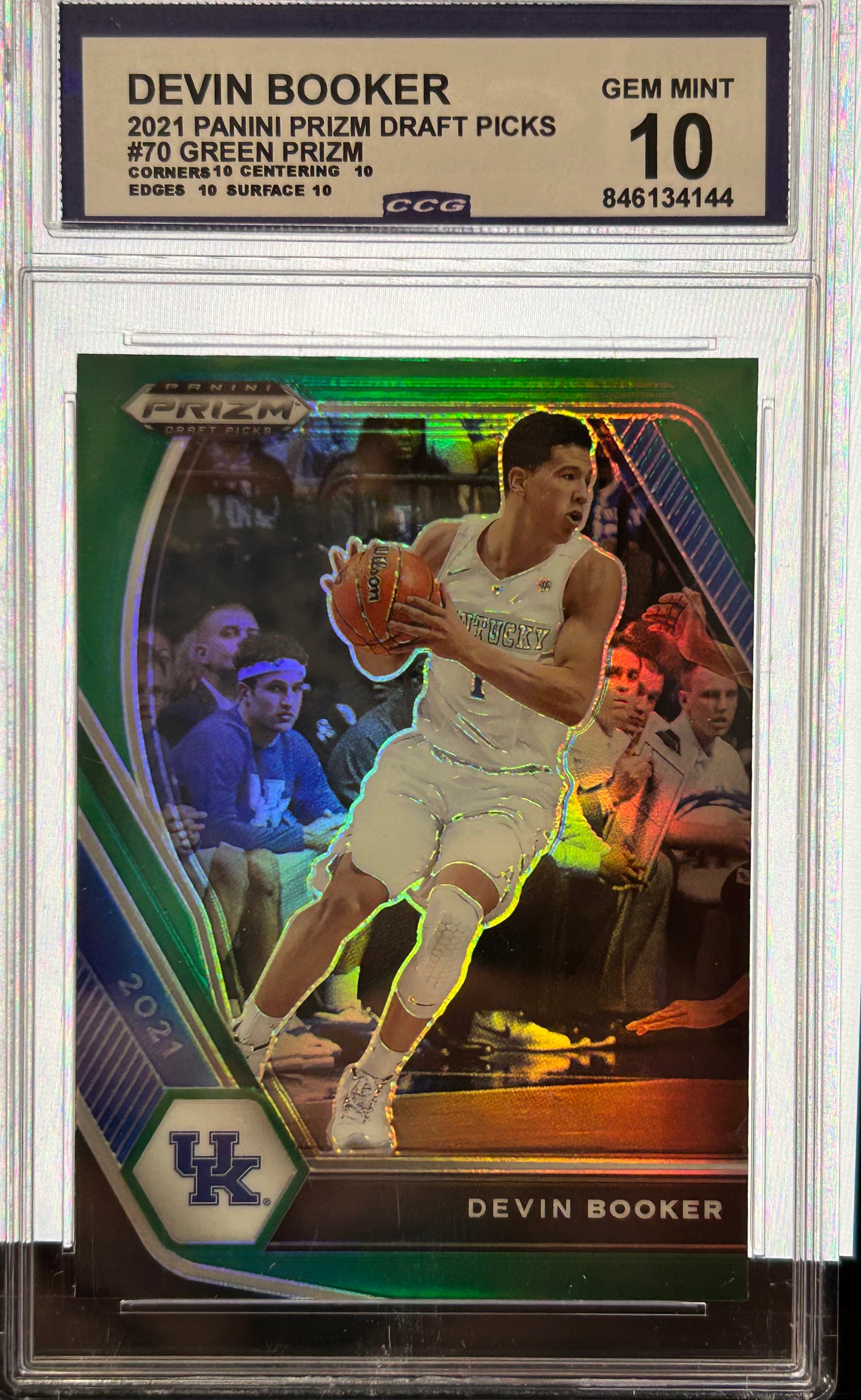 DEVIN BOOKER 2021 Panini Prizm Draft Picks #70 Green Prizm Gem Mint 10