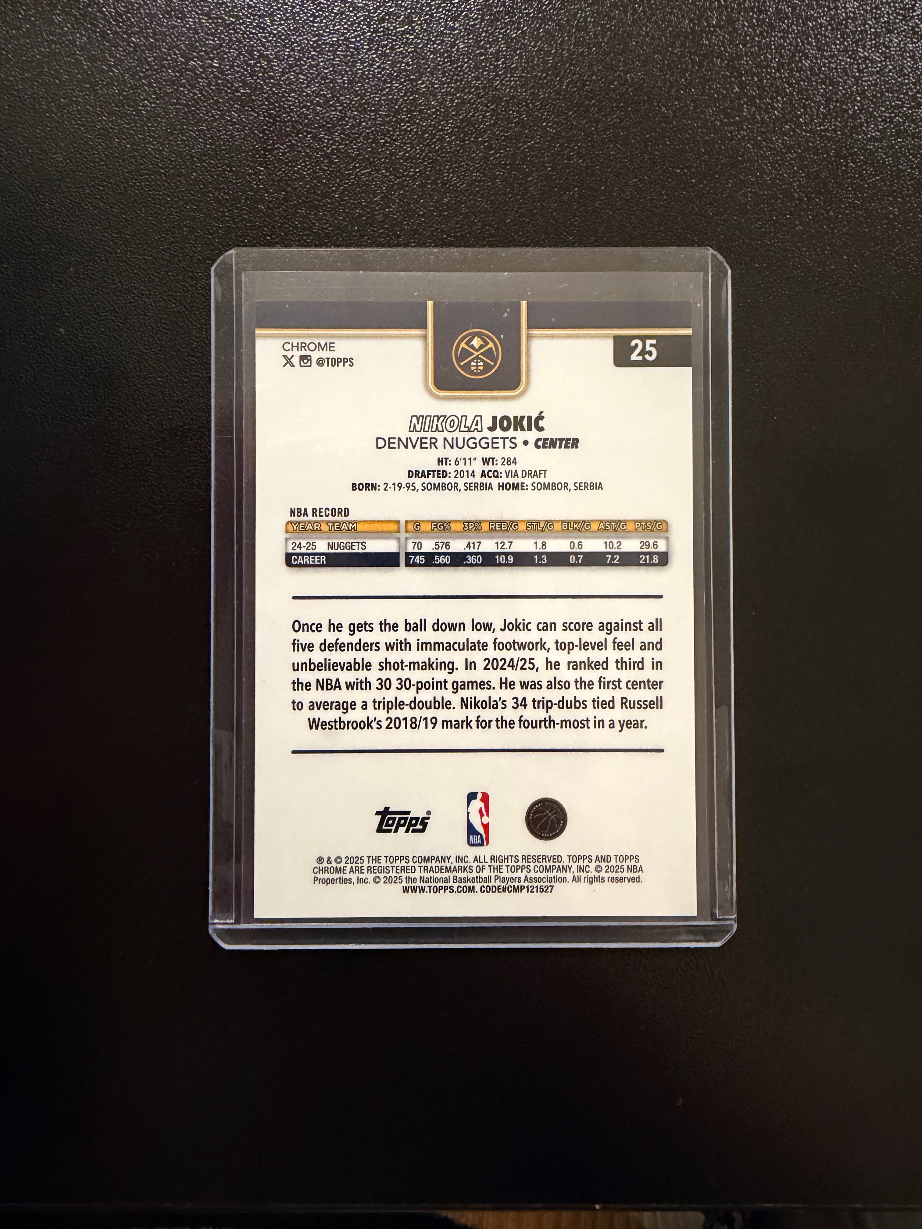 Topps Chrome Gold Nikola Jokic /50