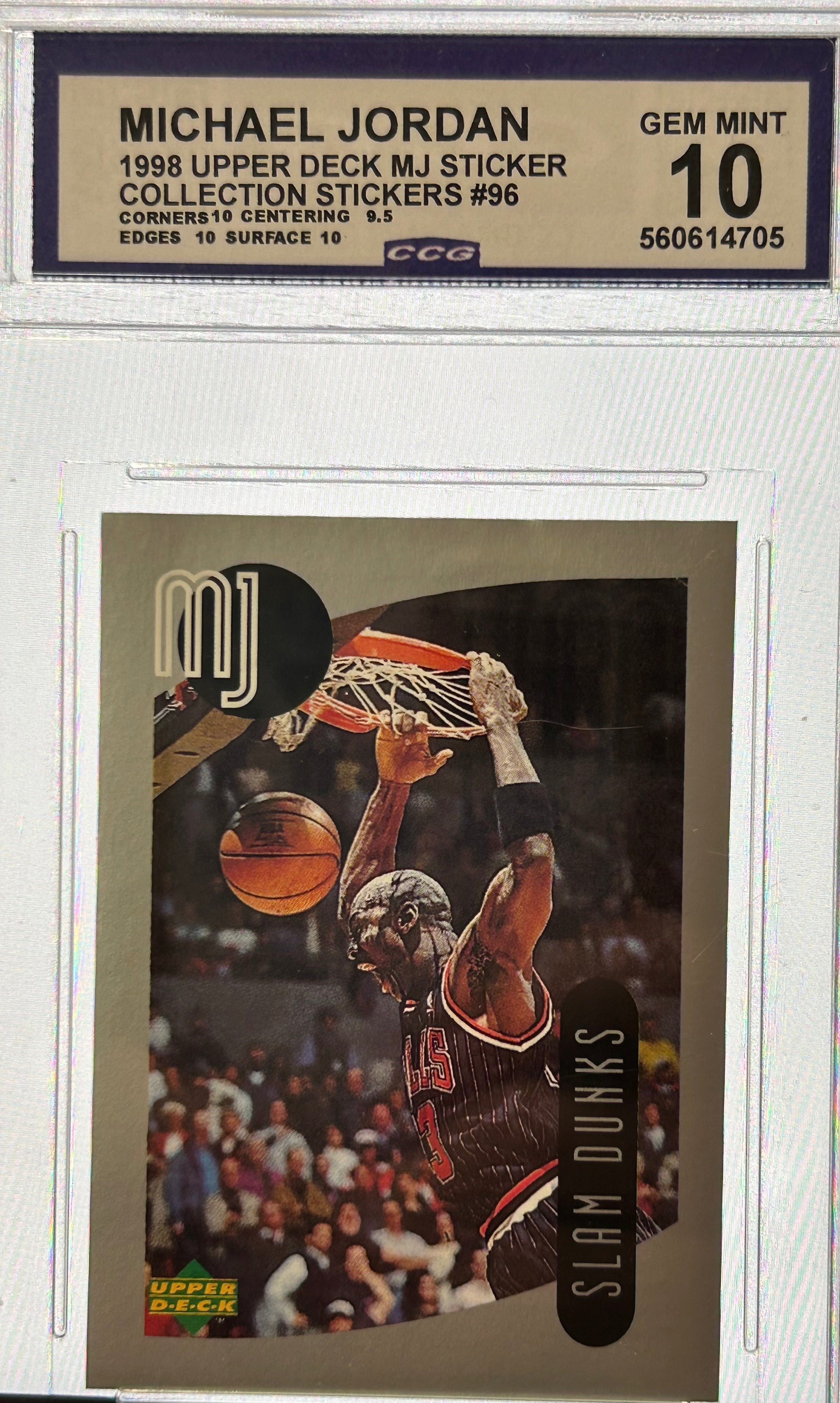 Michael Jordan 1998 Upper Deck Slam Dunks MJ Sticker Collection Stickers #96 Gem Mint 10