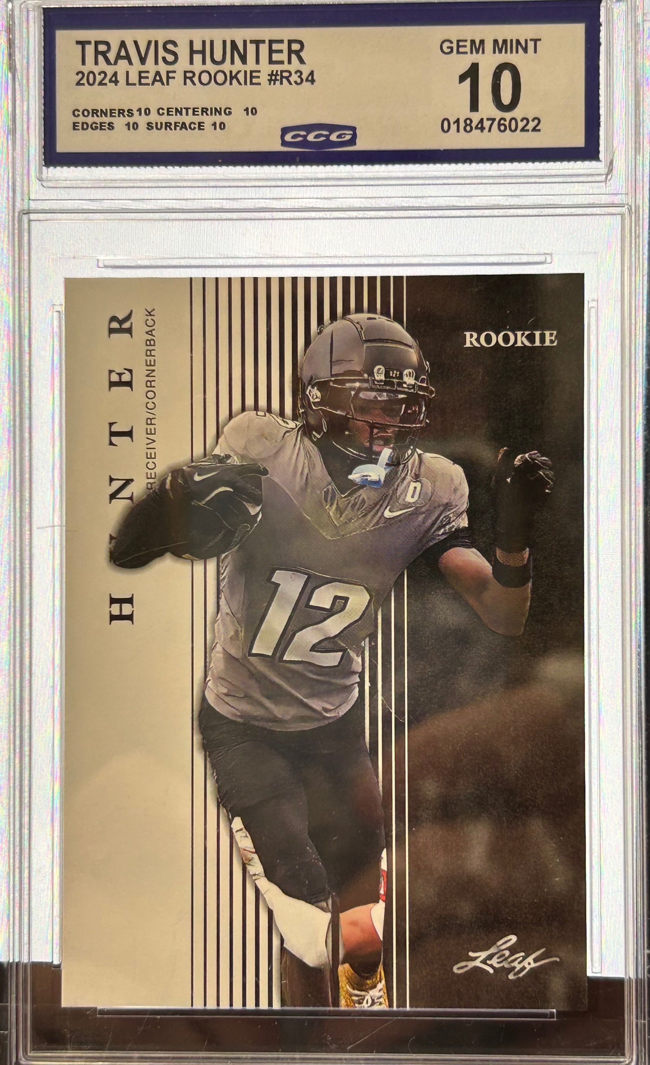 TRAVIS HUNTER 2024 Leaf Rookie #R34 GEM MINT 10