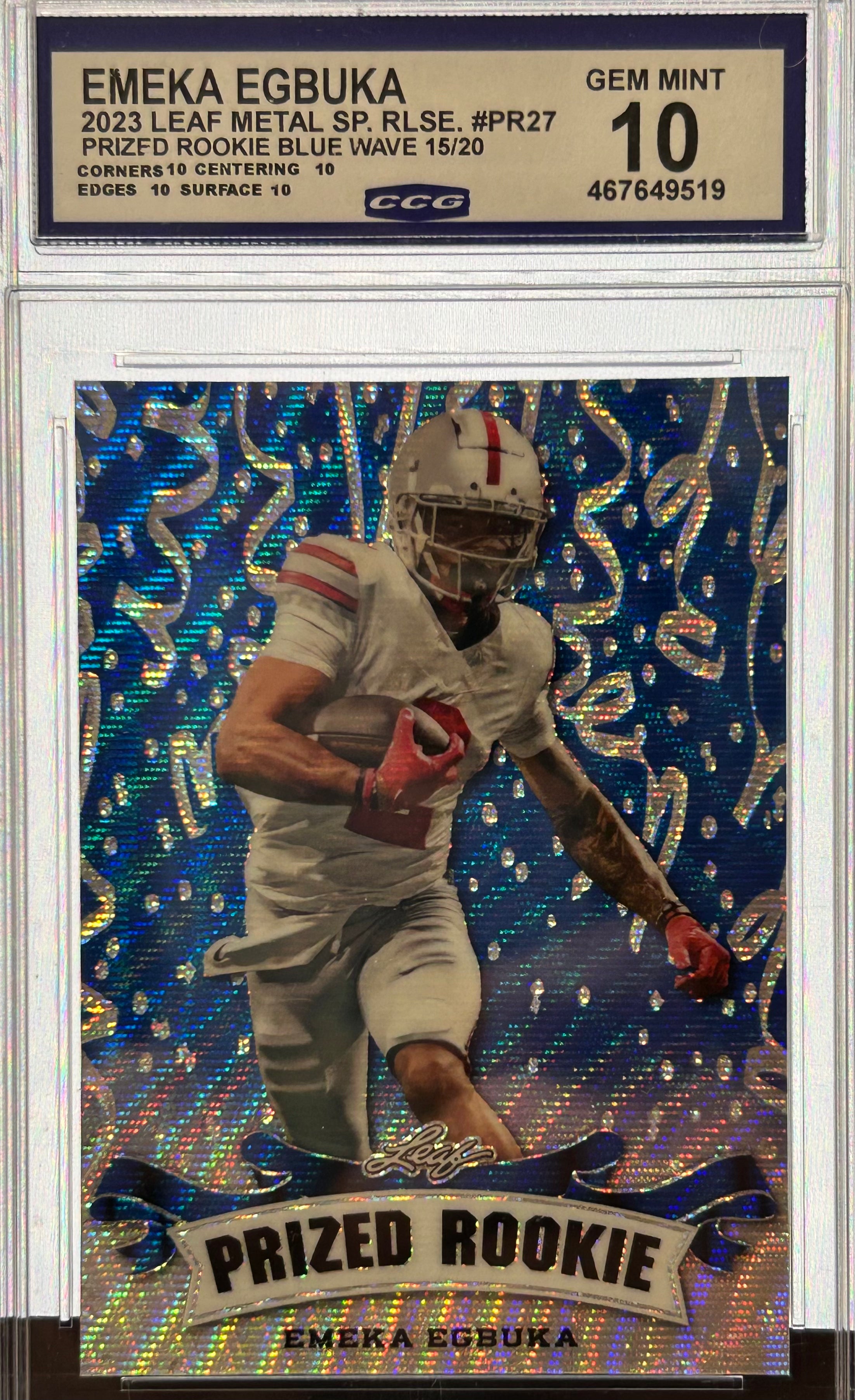 EMEKA EGBUKA 2023 Leaf Metal Sp. Release #PR27 GEM MINT 10 Rookie 15/20
