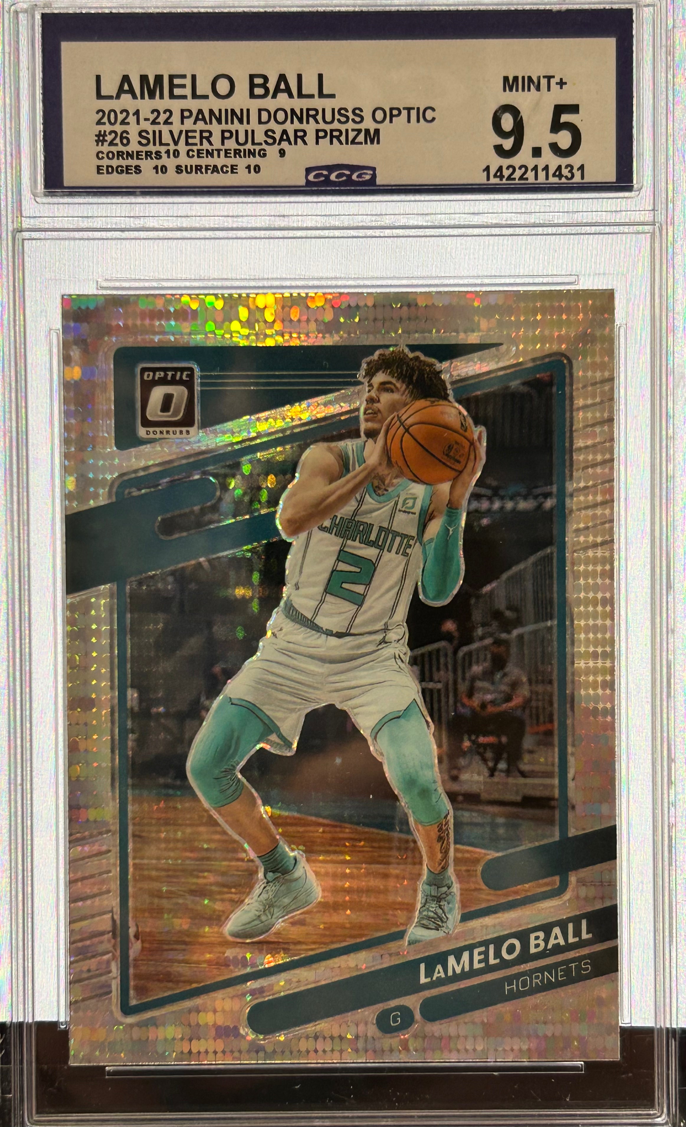 LAMELO BALL 2021-2022 Panini Donrus Optic #26 Silver Pulsar Prizm Mint+ 9.5